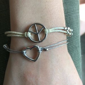 Two Bracelets - Heart and Peace